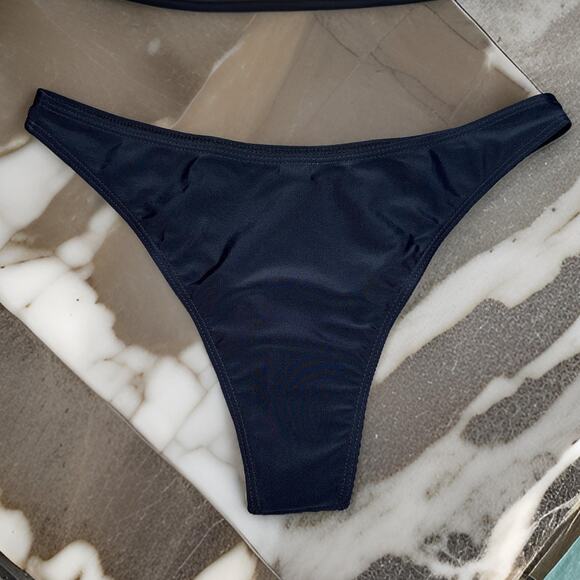 New Small Black High Cut Bikini Swim Bottoms Booty Brazillian Cheeky Swimsuit - Picture 2 of 3